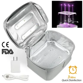 UV Disinfection Bag, Portable LED UV Sanitizer Box USB-Powered Travel UV Cleaner Bag (Option: Silver)