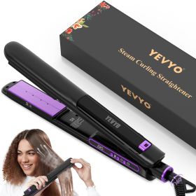 Professional Salon Titanium Vapor Straightening Irons, Light Steam Flat Iron (Option: Black)