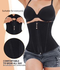 Faja Colombiana Women Hour Glass Waist Trainer Short Torso Waist Trainers Cincher Mesh Breathable Corset Waist Trainer Steel Boned Corset Shapewe (Color: Black, size: S)