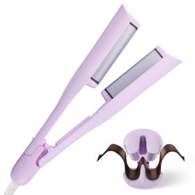 1Pc Hair Iron Curling Waver With Ceramic 1.41inch Barrel Ions Deep Hair Curler Dual Voltage Anti Scald Hair Curling Wand Hair Crimper With 5 Temp (Option: Purple)