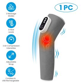 1PCS Cordless Leg Massager Air Compression Massager With Heat Thigh Knee Calf Massager With 3 Modes Adjustable Wrap For Pain Relief (Option: Grey)