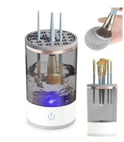 Automatic Brush Cleaner Electric Makeup Brush Cleaning Machine Fast Clean Dryer (Option: White)